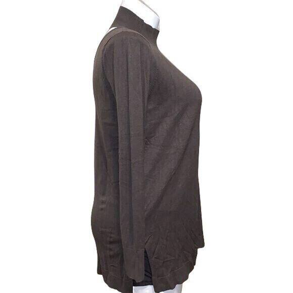 525 America Womens Pullover Sweater Knit Cutout Back Tunic Brown Large - Picture 4 of 10